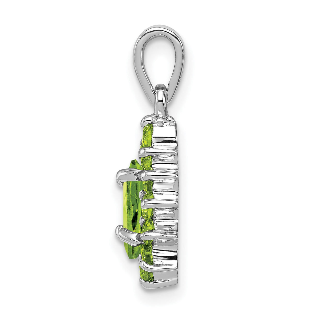 Sterling Silver Teardrop Pendant with Peridot Floral Cluster, August Birthstone Jewelry