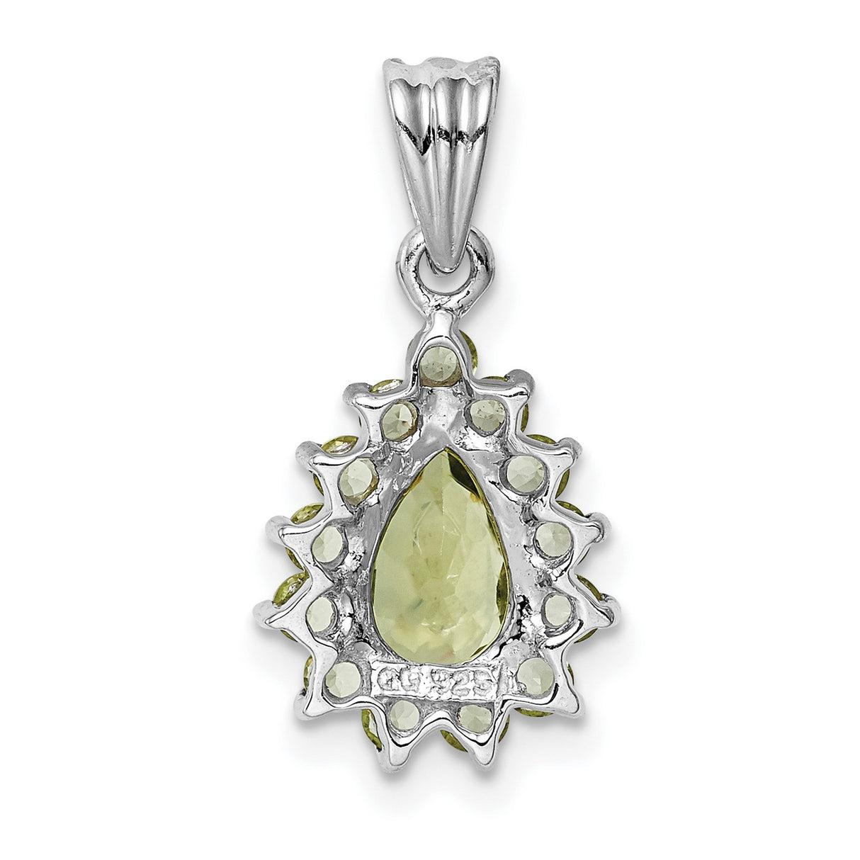 Sterling Silver Teardrop Pendant with Peridot Floral Cluster, August Birthstone Jewelry