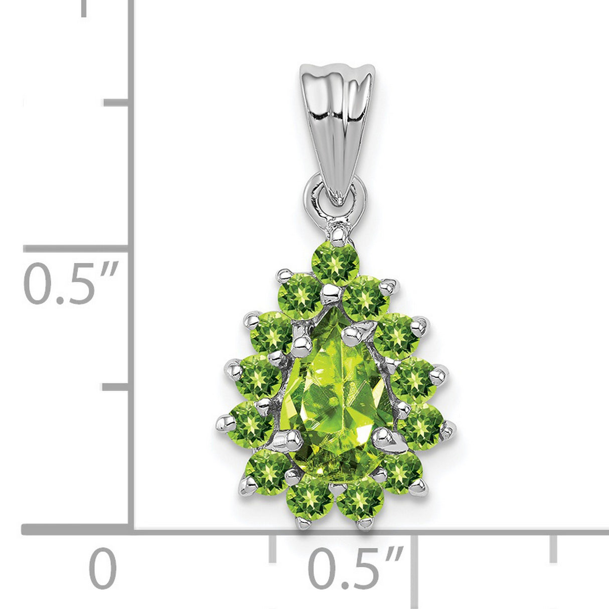 Sterling Silver Teardrop Pendant with Peridot Floral Cluster, August Birthstone Jewelry