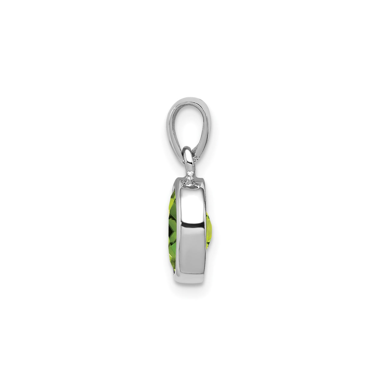 Sterling Silver Oval Pendant with Peridot Gemstone, August Birthstone, Minimalist Design