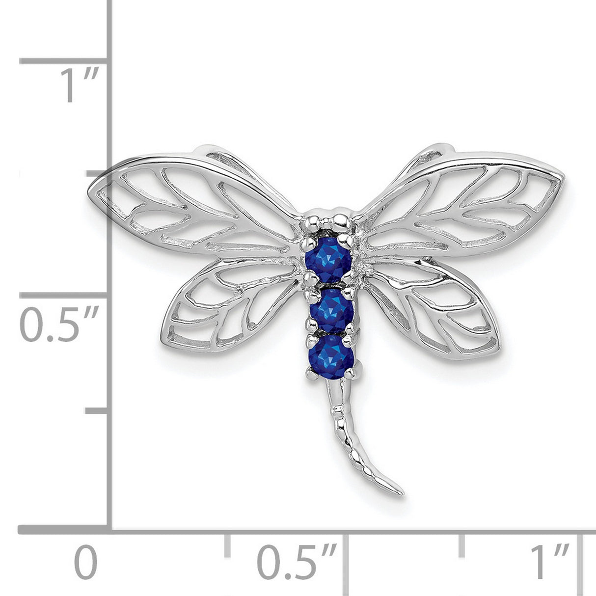 Sterling Silver Dragonfly Pendant with Sapphire Accents, Openwork Wings, Nature-Inspired Design