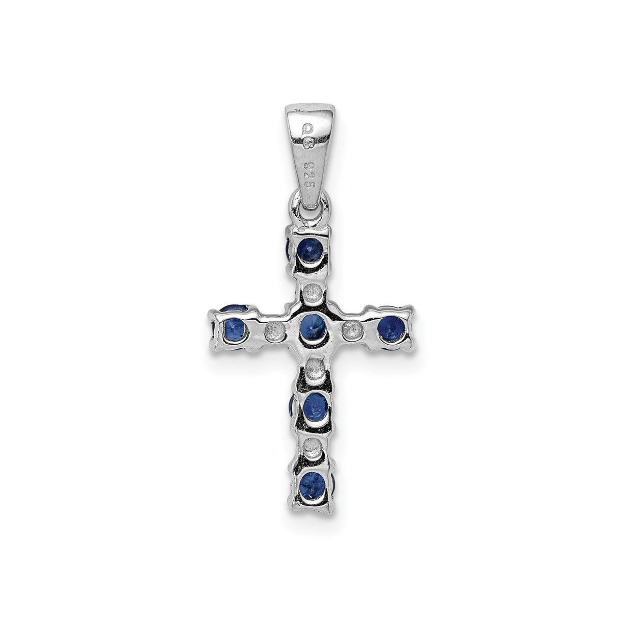 Sterling Silver Cross Pendant with Sapphire and Diamond, Spiritual Faith Jewelry for Men and Women