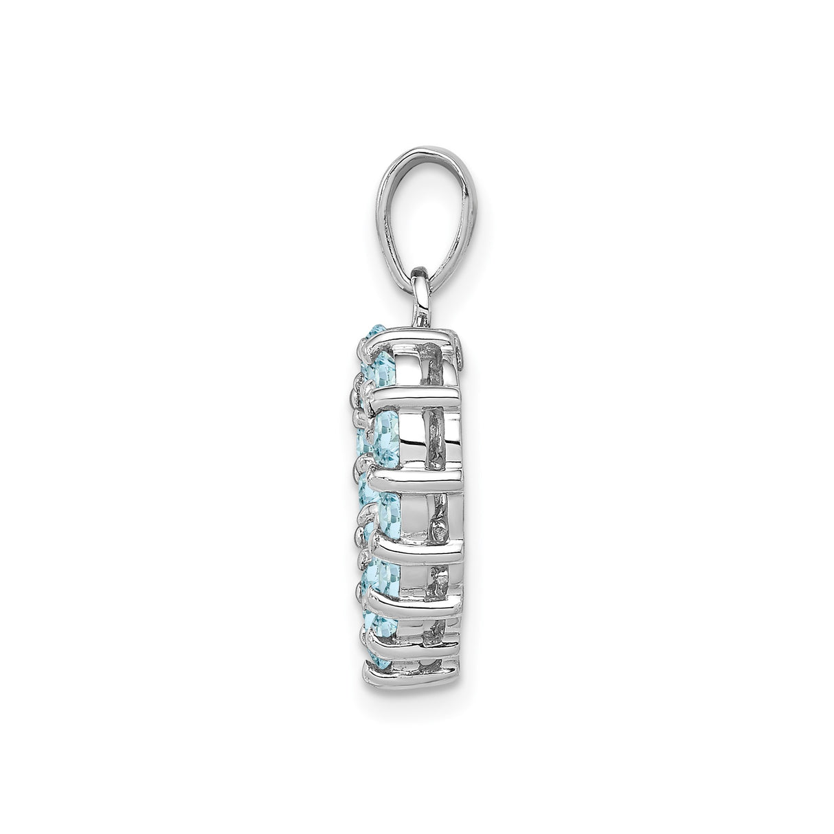 Sterling Silver Heart Pendant with Aquamarine in Prong Setting, Open Heart Design for Women