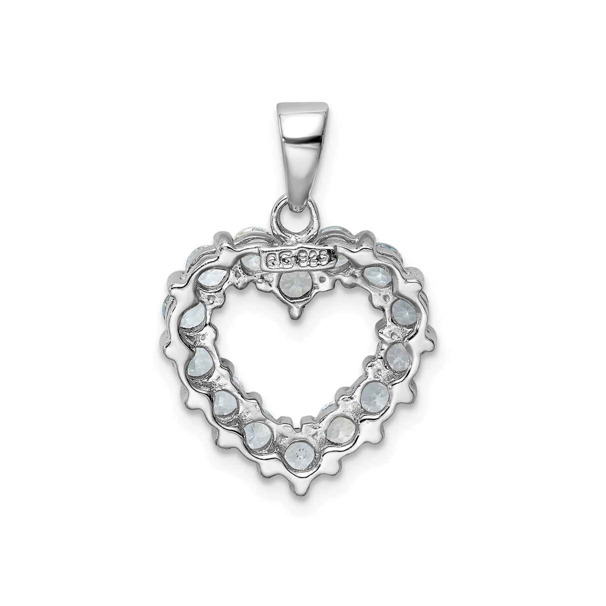 Sterling Silver Heart Pendant with Aquamarine in Prong Setting, Open Heart Design for Women