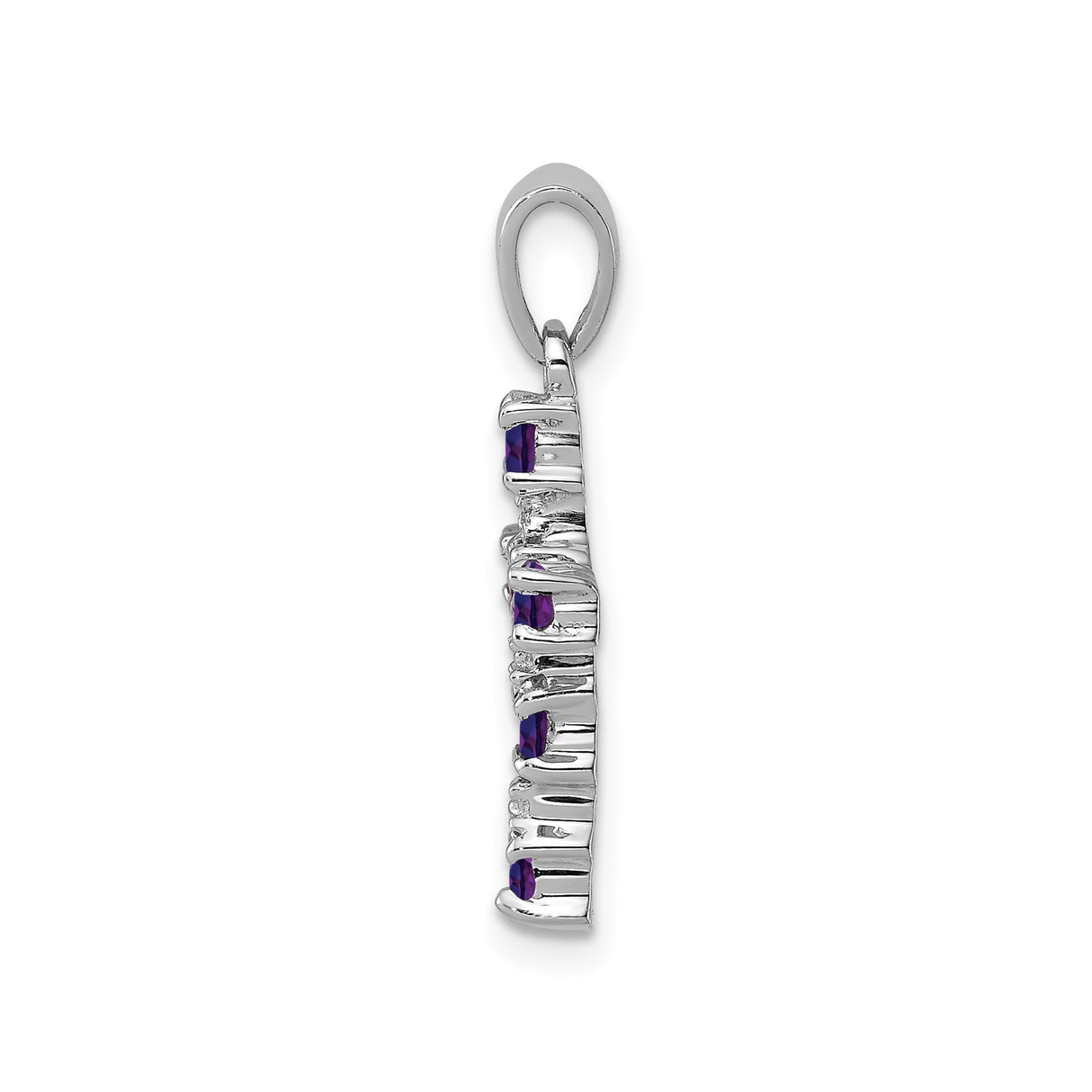 Sterling Silver Cross Pendant with Amethyst and Diamond, Modern Unisex Faith Jewelry