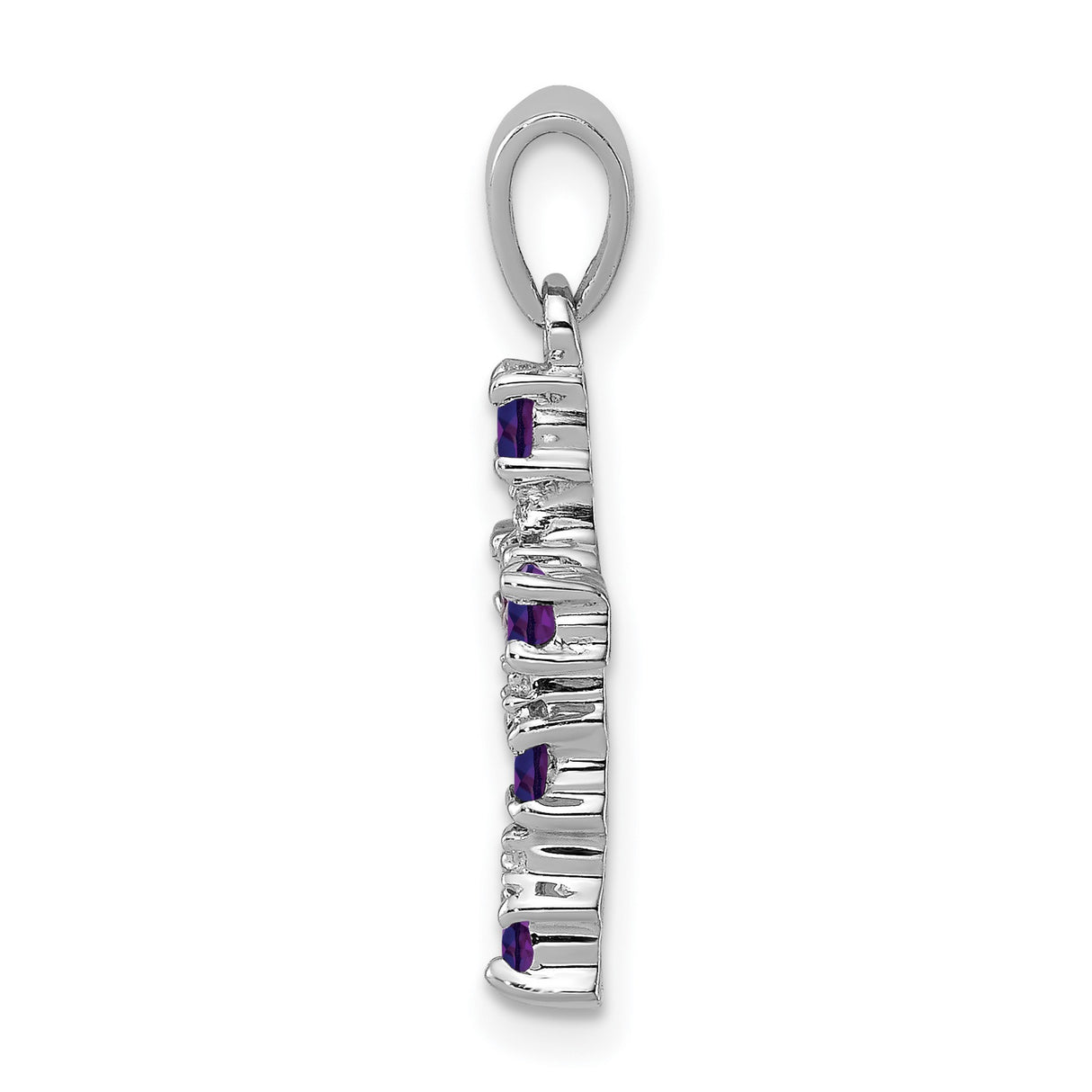 Amethyst and Diamond Cross 17x12mm 0.35ct Charm Pendant in Real 925 Sterling Silver