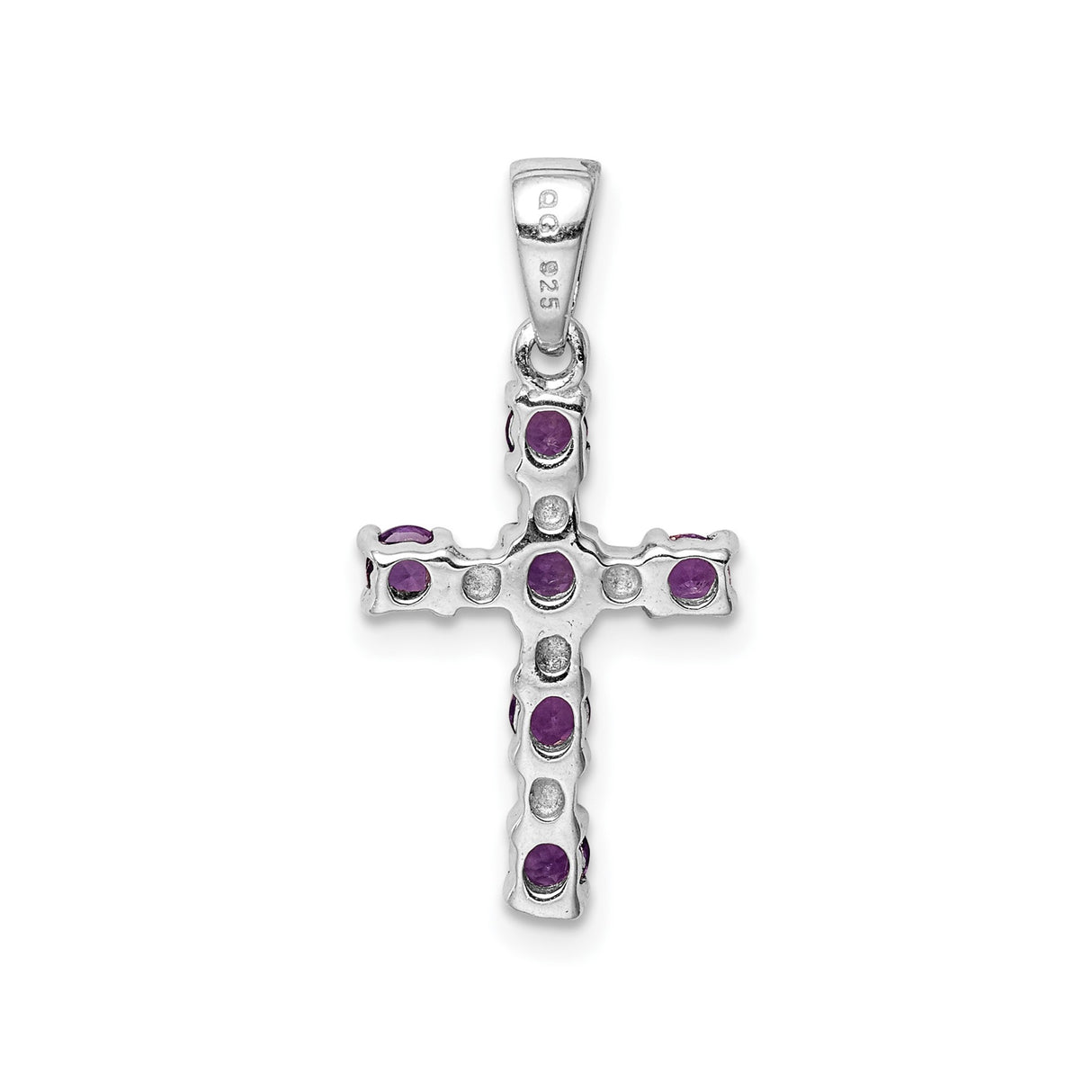Sterling Silver Cross Pendant with Amethyst and Diamond, Modern Unisex Faith Jewelry