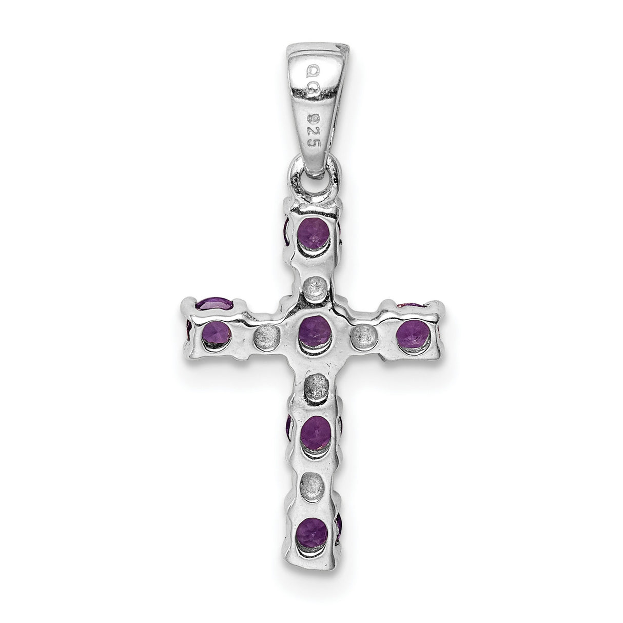 Amethyst and Diamond Cross 17x12mm 0.35ct Charm Pendant in Real 925 Sterling Silver
