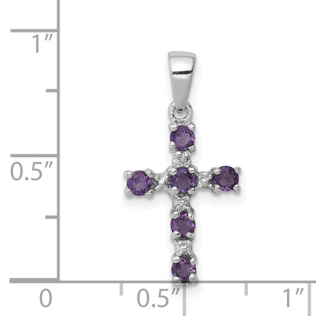 Amethyst and Diamond Cross 17x12mm 0.35ct Charm Pendant in Real 925 Sterling Silver