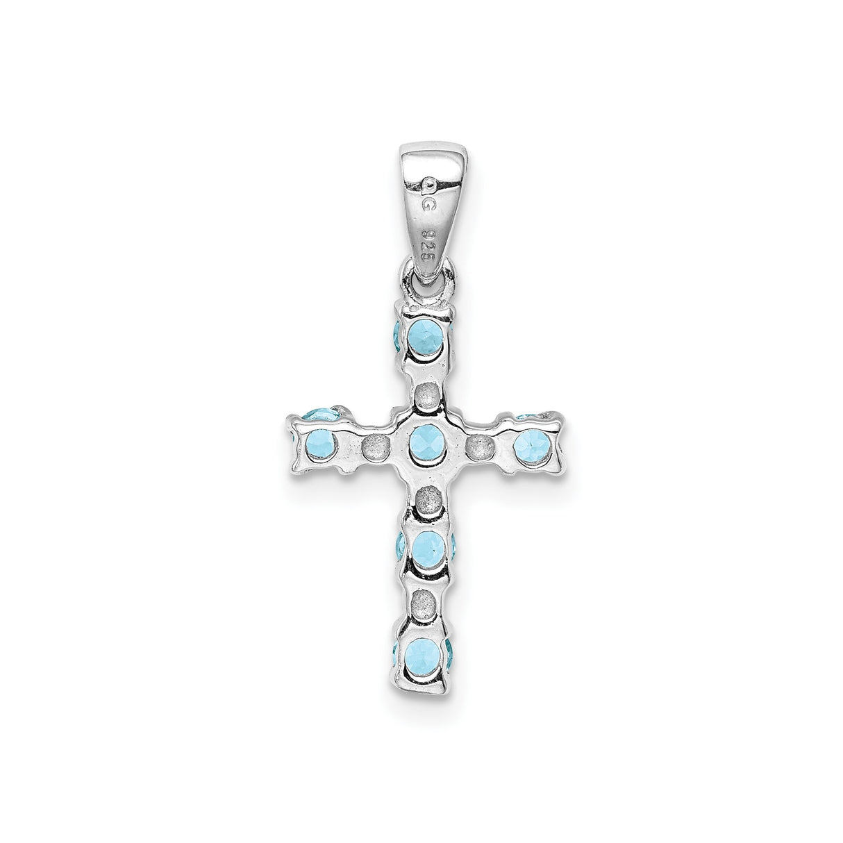 Sterling Silver Cross Pendant with Sky Blue Topaz and Diamond, Modern Faith Jewelry