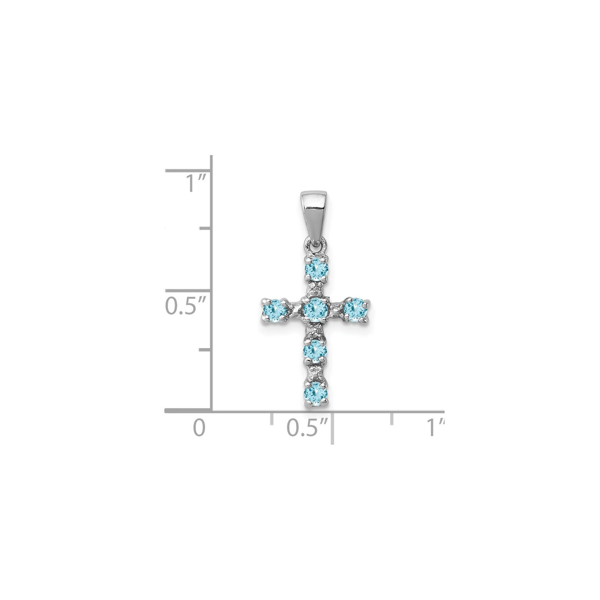 Sterling Silver Cross Pendant with Sky Blue Topaz and Diamond, Modern Faith Jewelry