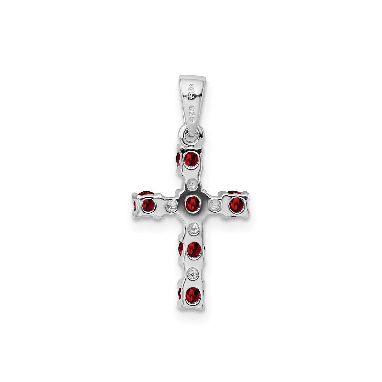 Sterling Silver Cross Pendant with Garnet and Diamond Accents, Unisex Faith Jewelry