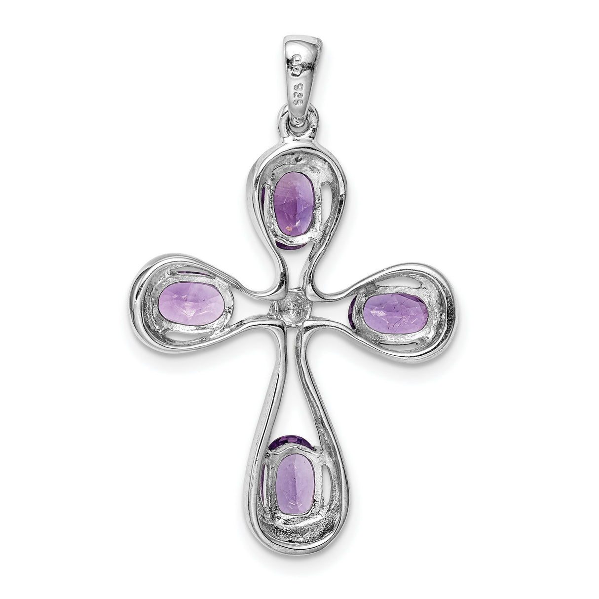 Amethyst and Diamond Cross 30x23mm 1.75ct Charm Pendant in Real 925 Sterling Silver