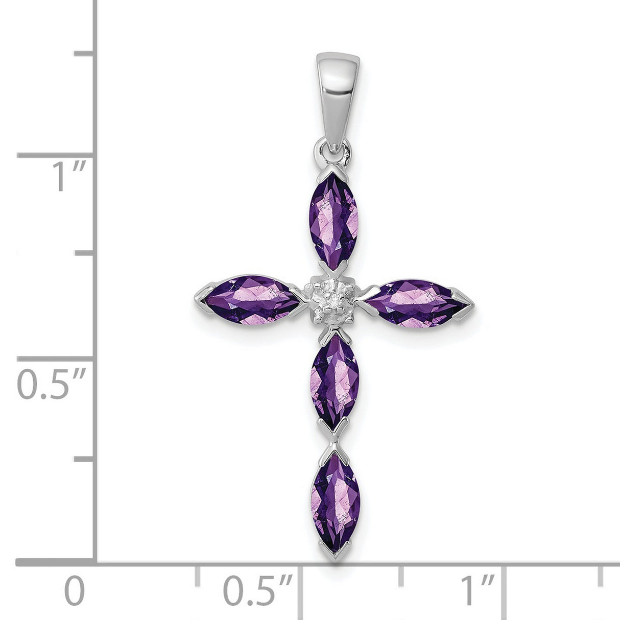 Amethyst and Diamond 25x17mm 1.05ct Charm Pendant in Real 925 Sterling Silver