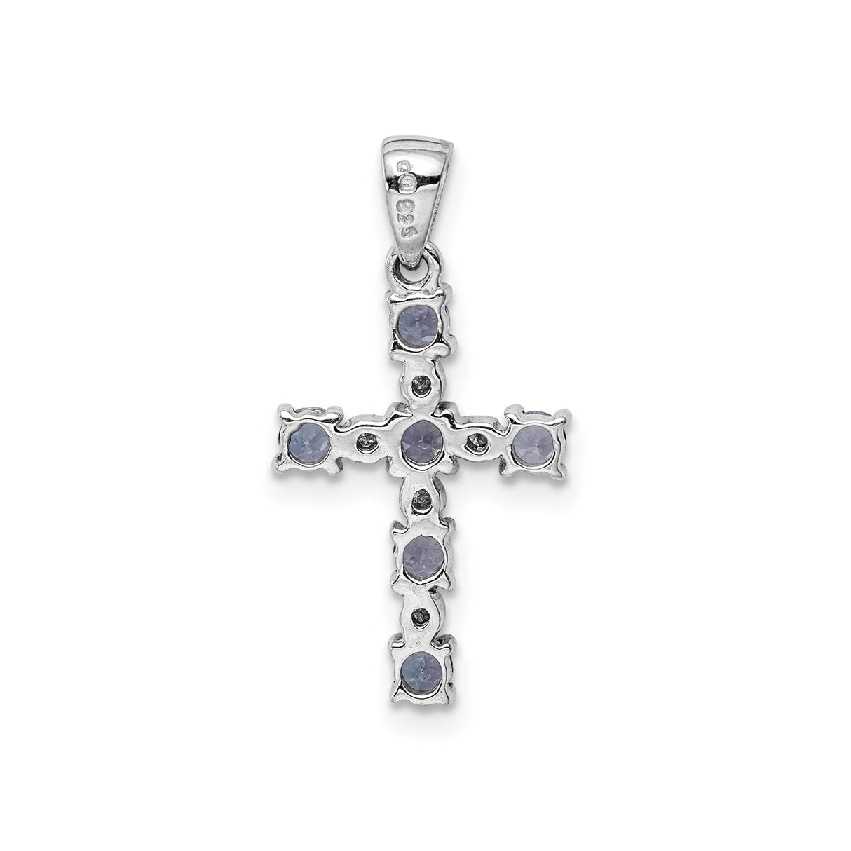 Sterling Silver Cross Pendant with Tanzanite and Diamond, Christian Jewelry for Women