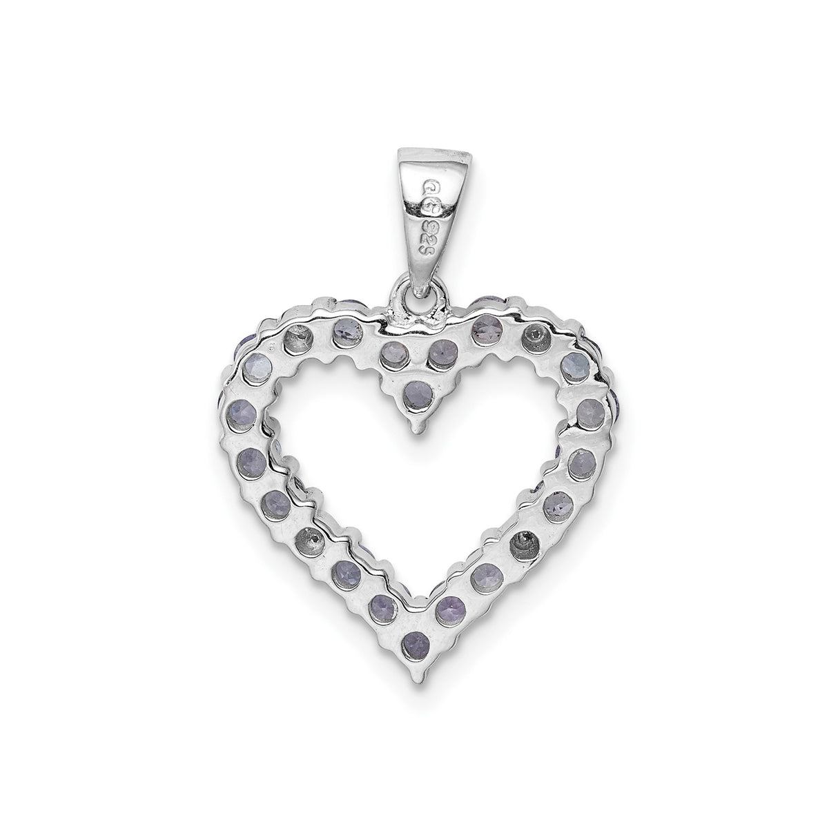 Sterling Silver Heart Pendant with Tanzanite and Diamond, Romantic Jewelry for Women