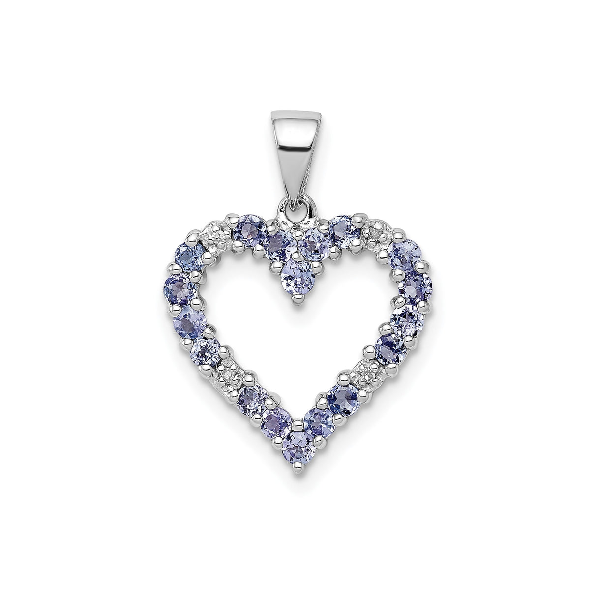 Sterling Silver Heart Pendant with Tanzanite and Diamond, Romantic Jewelry for Women