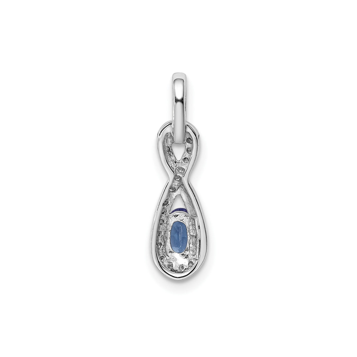 Sterling Silver Infinity Pendant with Oval Tanzanite and Diamond Accent