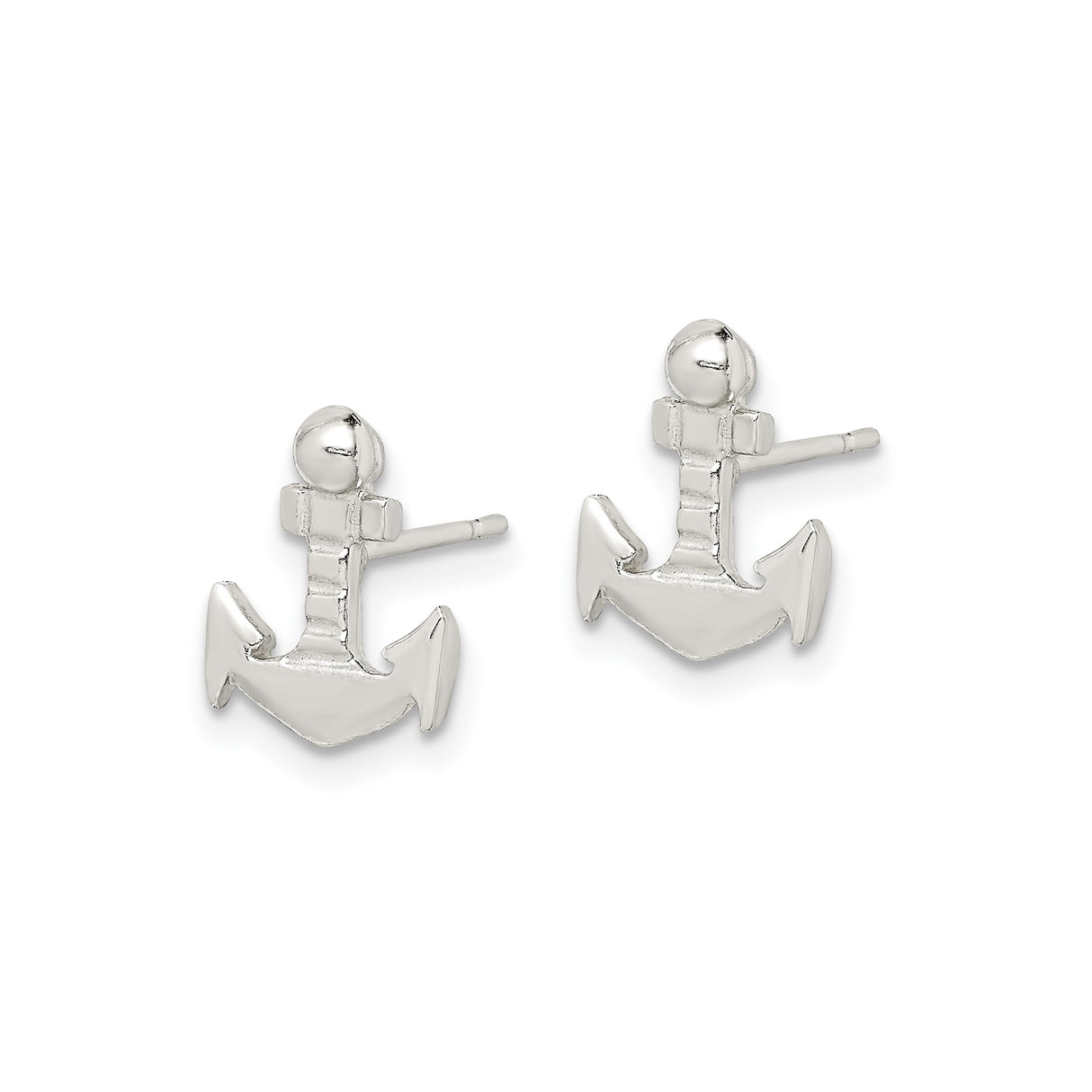 Sterling Silver Anchor Stud Earrings, Nautical Maritime Design for Women