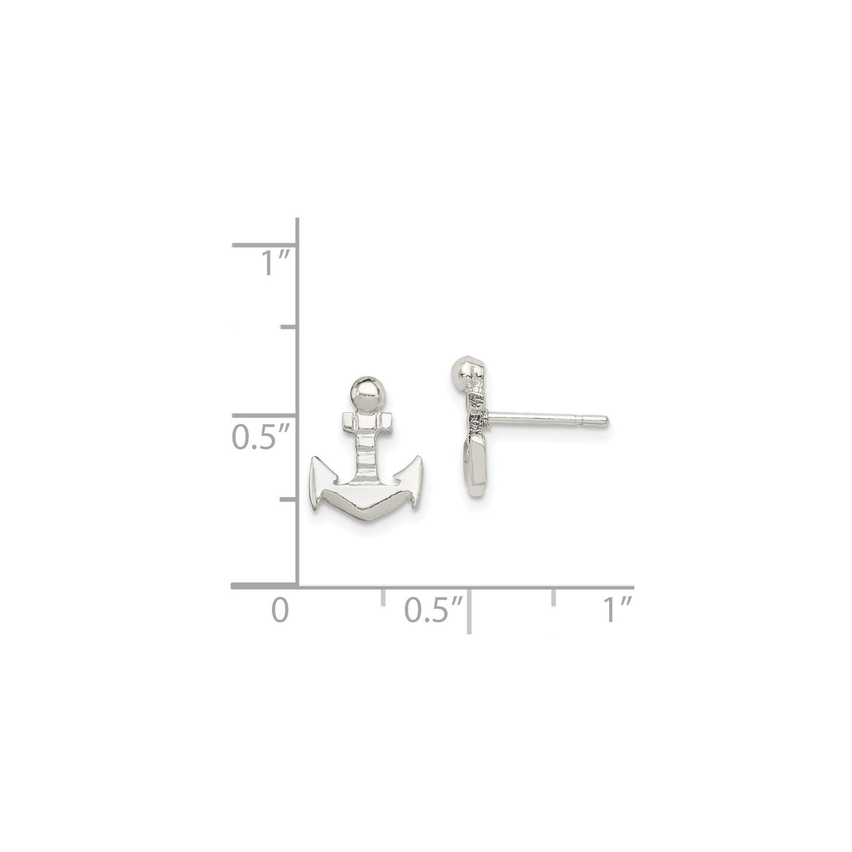 Sterling Silver Anchor Stud Earrings, Nautical Maritime Design for Women