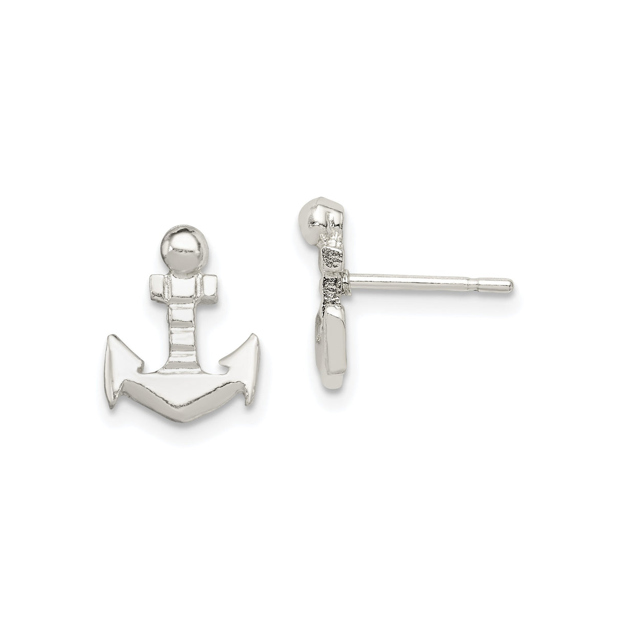 Sterling Silver Anchor Stud Earrings, Nautical Maritime Design for Women