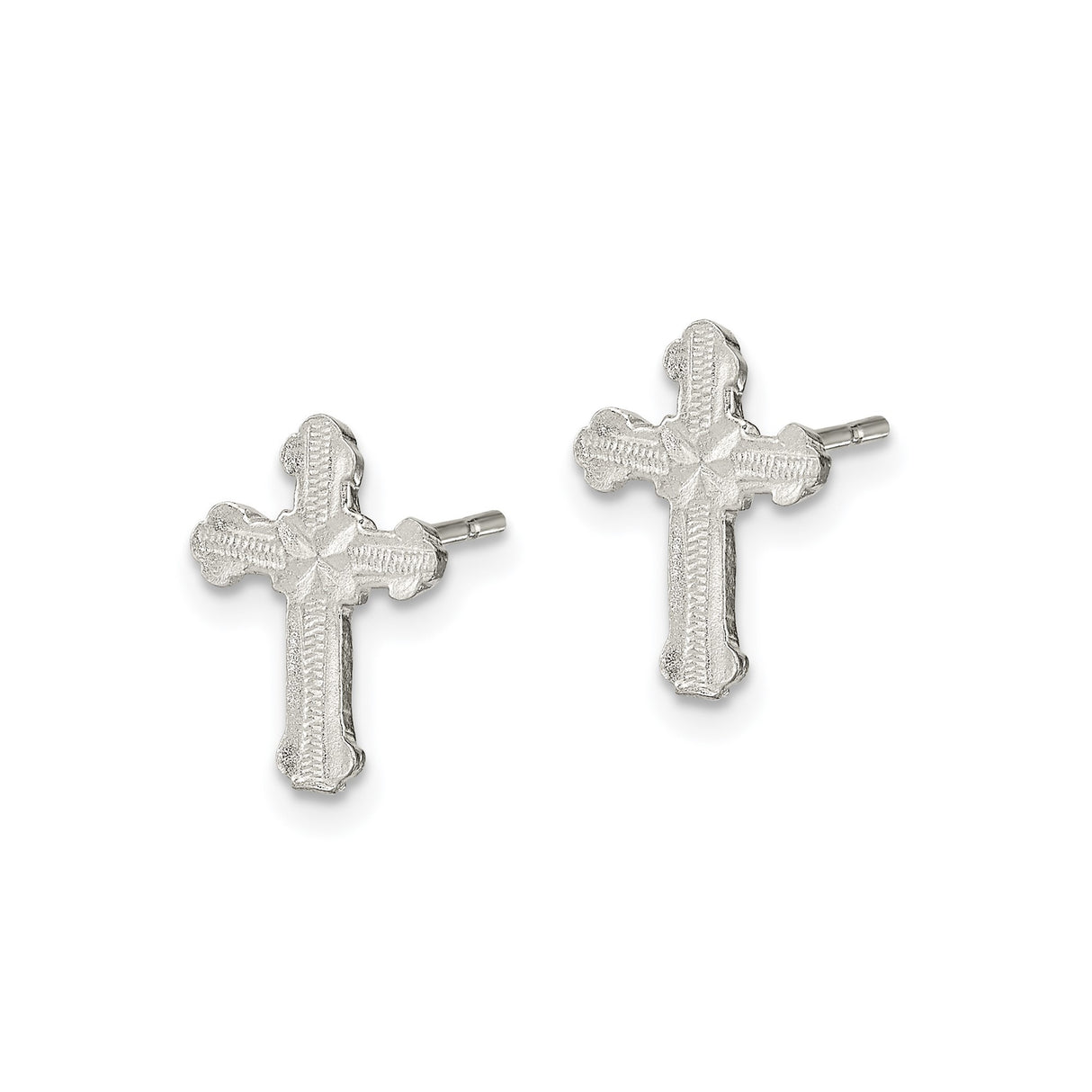 Sterling Silver Cross Pendant with Polished and Textured Gothic Floral Design