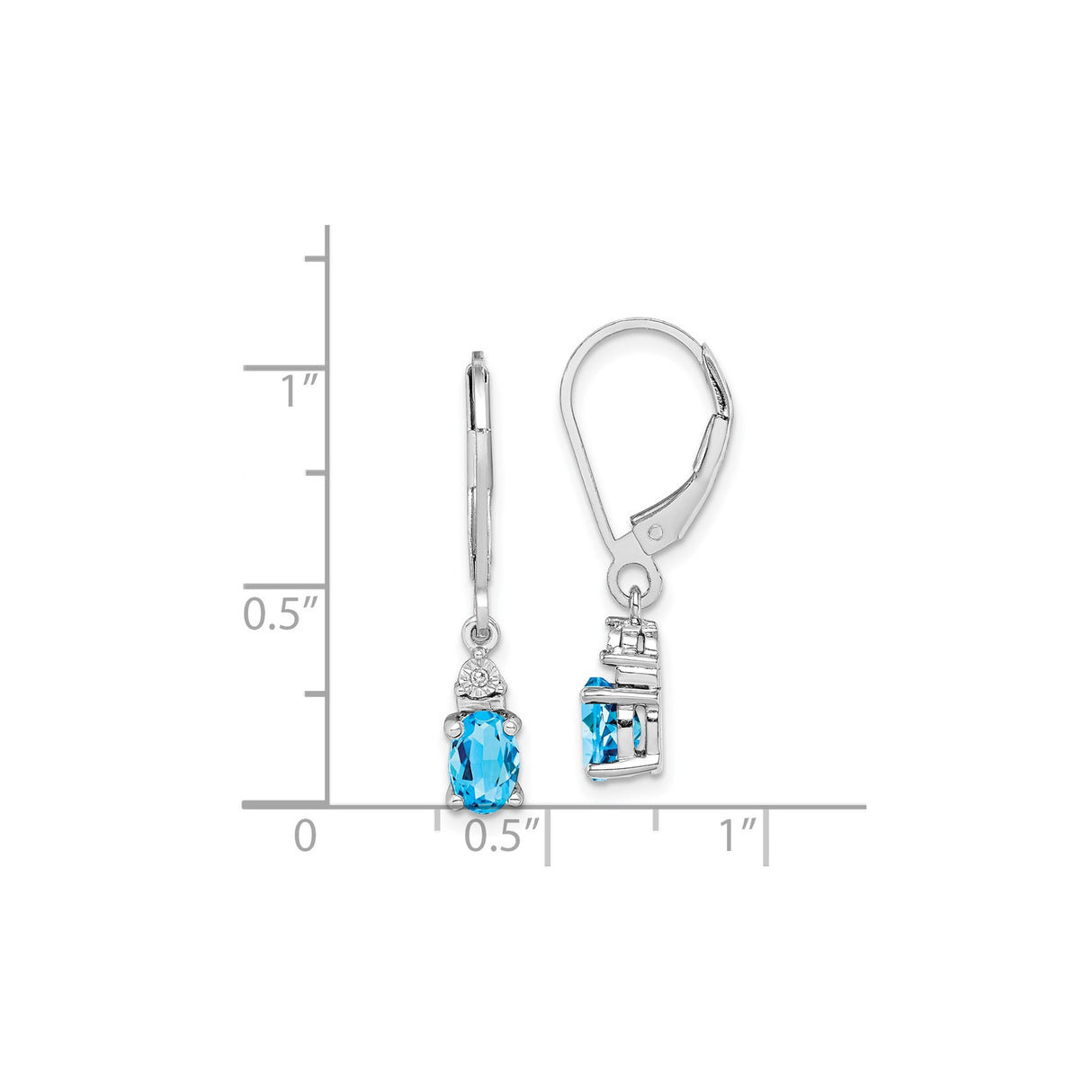 Sterling Silver Dangle Earrings with Swiss Blue Topaz and Diamond Accent Stones