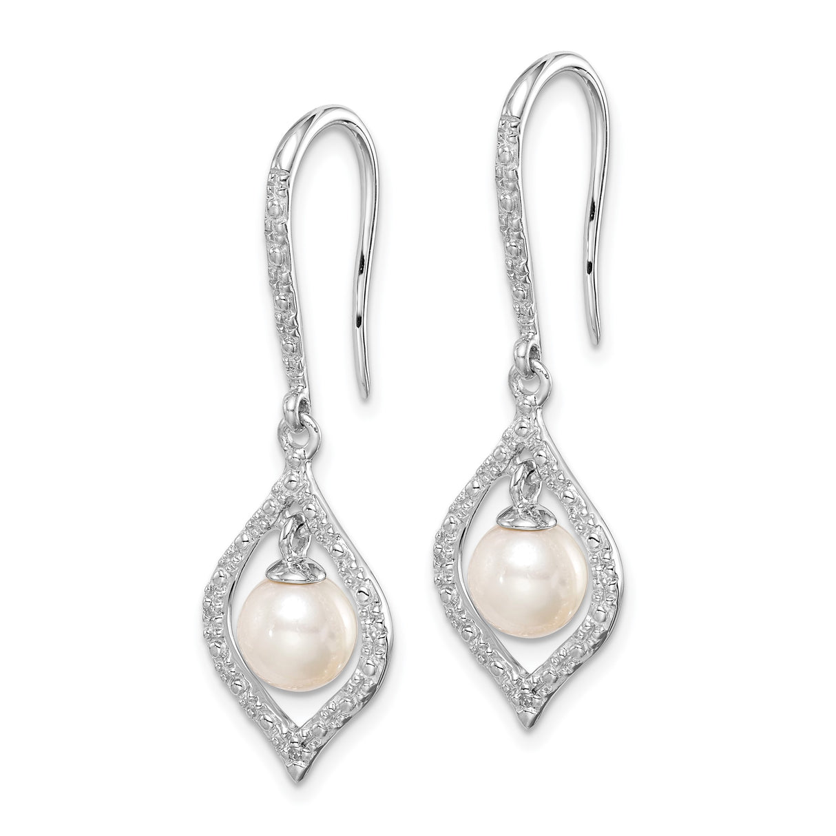 Sterling Silver Teardrop Dangle Earrings with White Pearl and Diamond Accents for Women