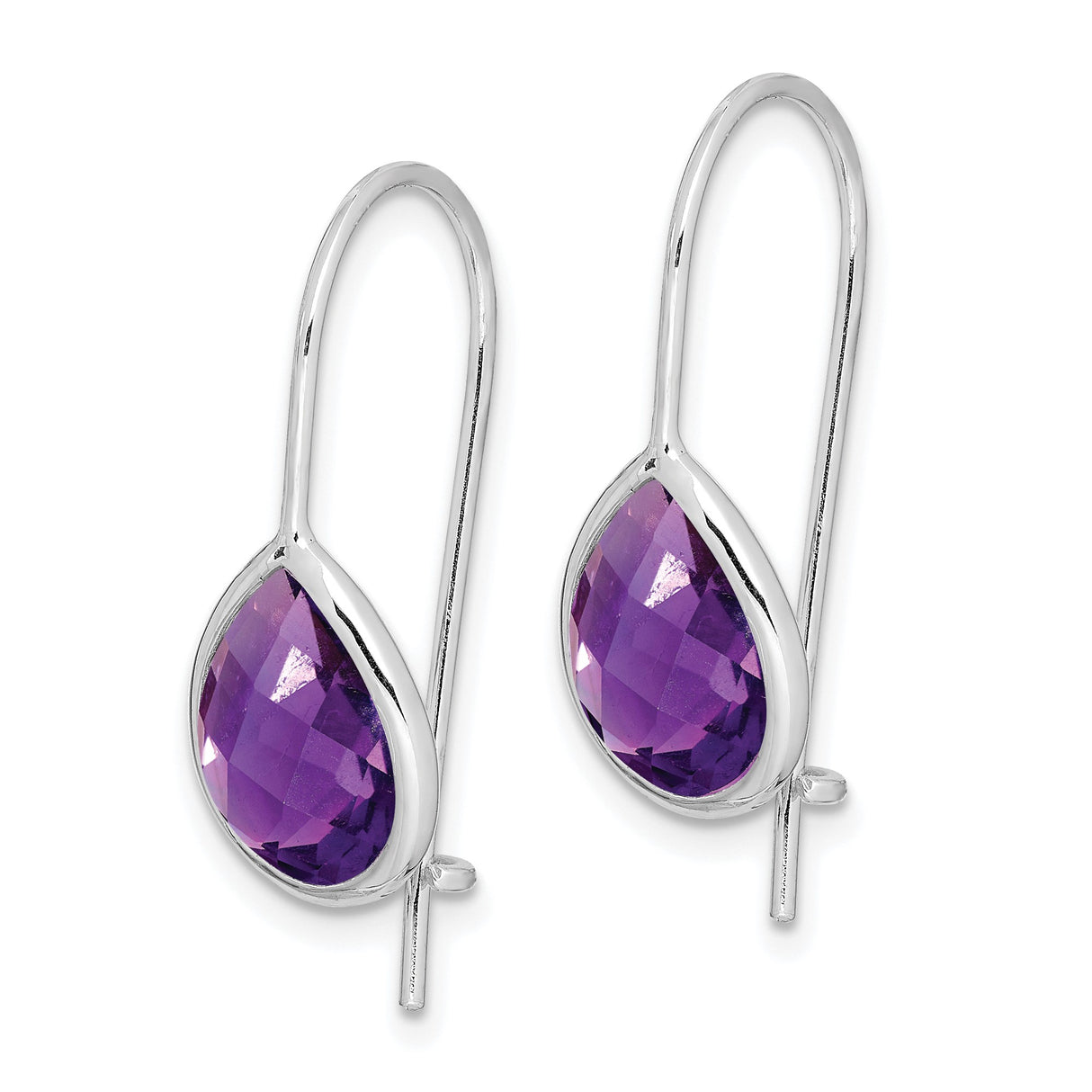 Sterling Silver Dangle Earrings with Faceted Teardrop Amethyst, February Birthstone Jewelry