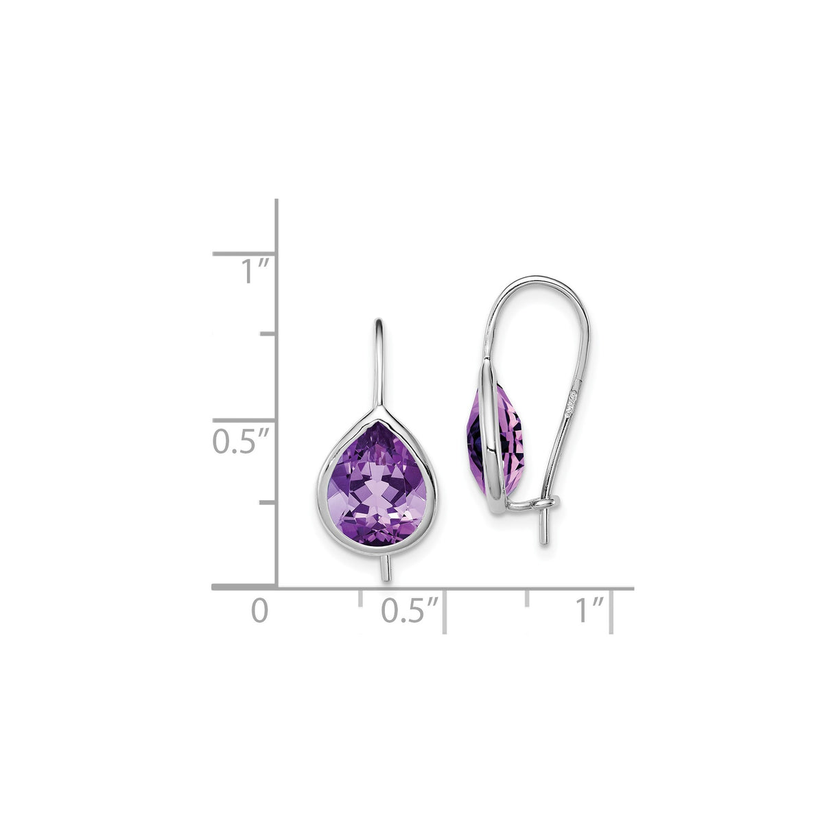 Sterling Silver Dangle Earrings with Faceted Teardrop Amethyst, February Birthstone Jewelry