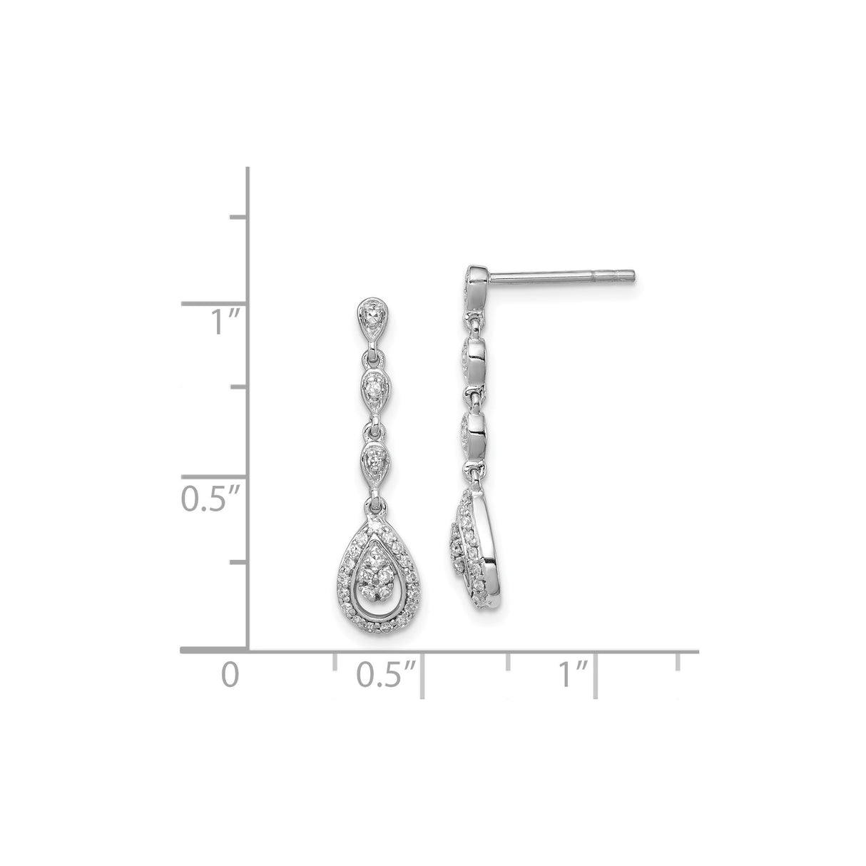 Sterling Silver Teardrop Dangle Earrings with Cascading Pear-Shaped Diamonds