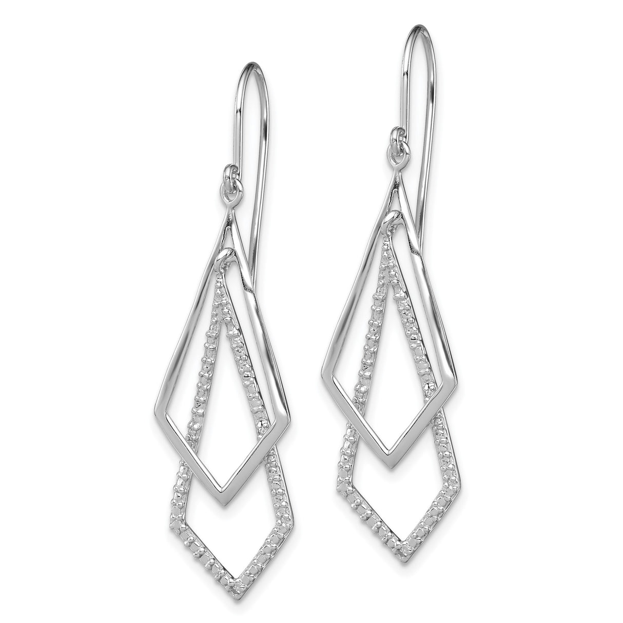 Sterling Silver Dangle Earrings, Diamond Shaped Geometric Drop Design for Women