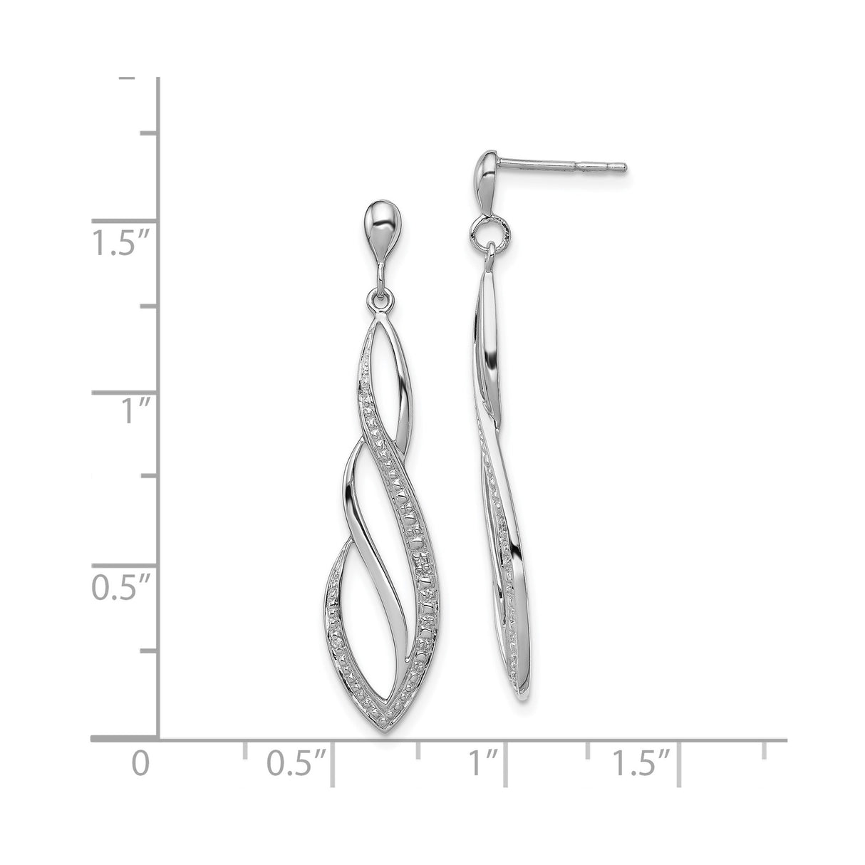 Sterling Silver Dangle Earrings with Diamond Accents and Twisted Marquise Design