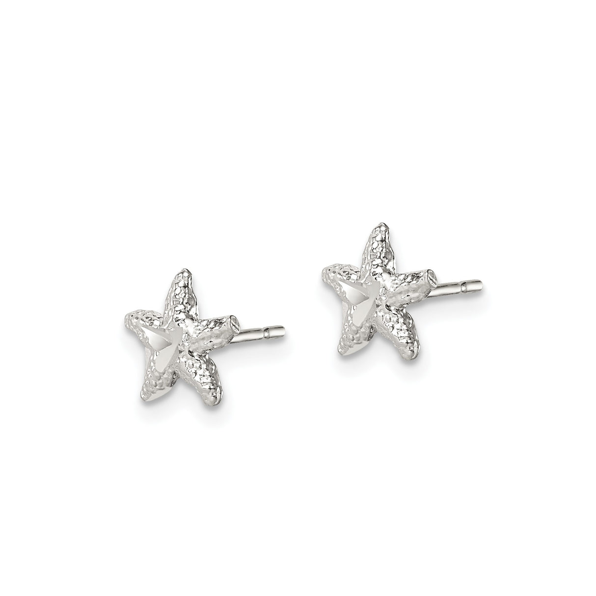 Sterling Silver Starfish Stud Earrings with Textured Ocean-Inspired Design