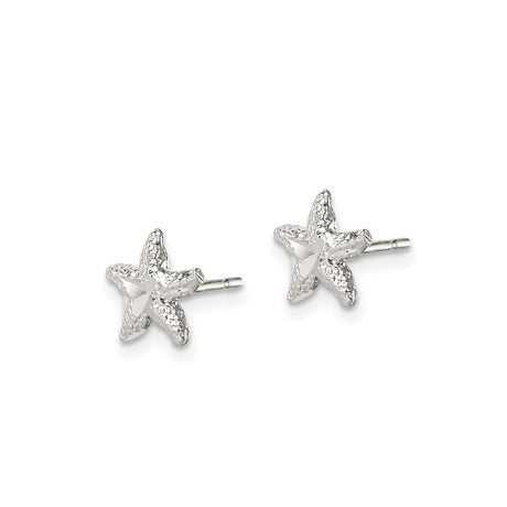 Sterling Silver Starfish Stud Earrings with Textured Ocean-Inspired Design