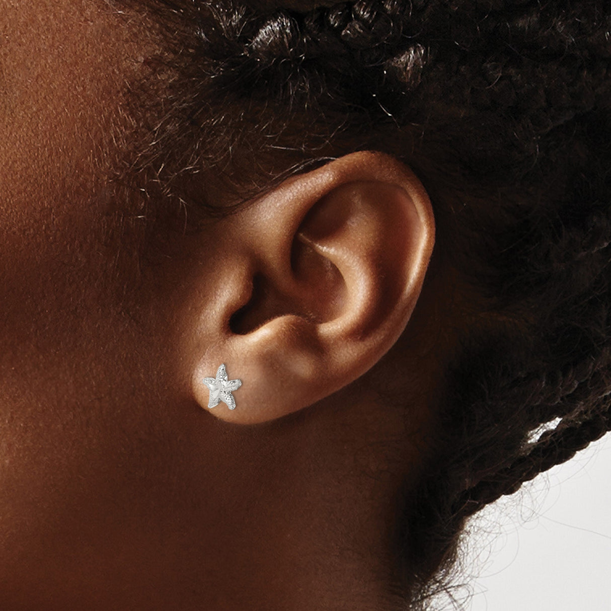 Sterling Silver Starfish Stud Earrings with Textured Ocean-Inspired Design