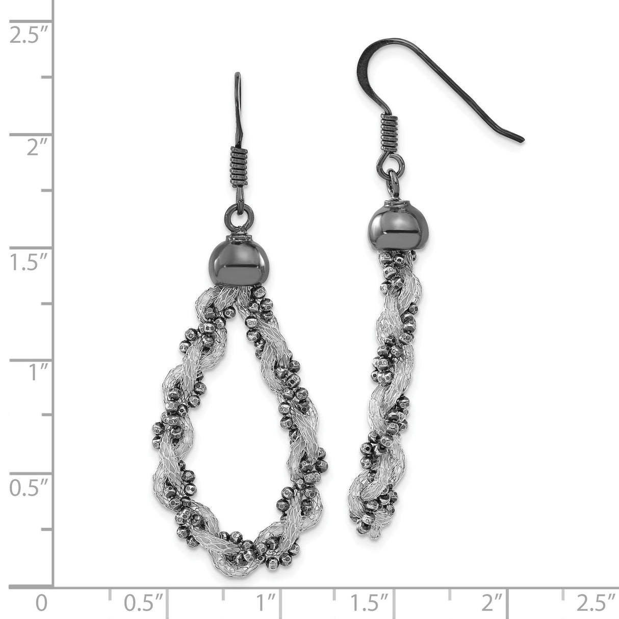 Sterling Silver Twisted Teardrop Dangle Earrings with Wire Strands and Textured Beads