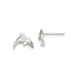 Sterling Silver Dolphin Stud Earrings, Leaping Ocean Animal Design for Women and Girls