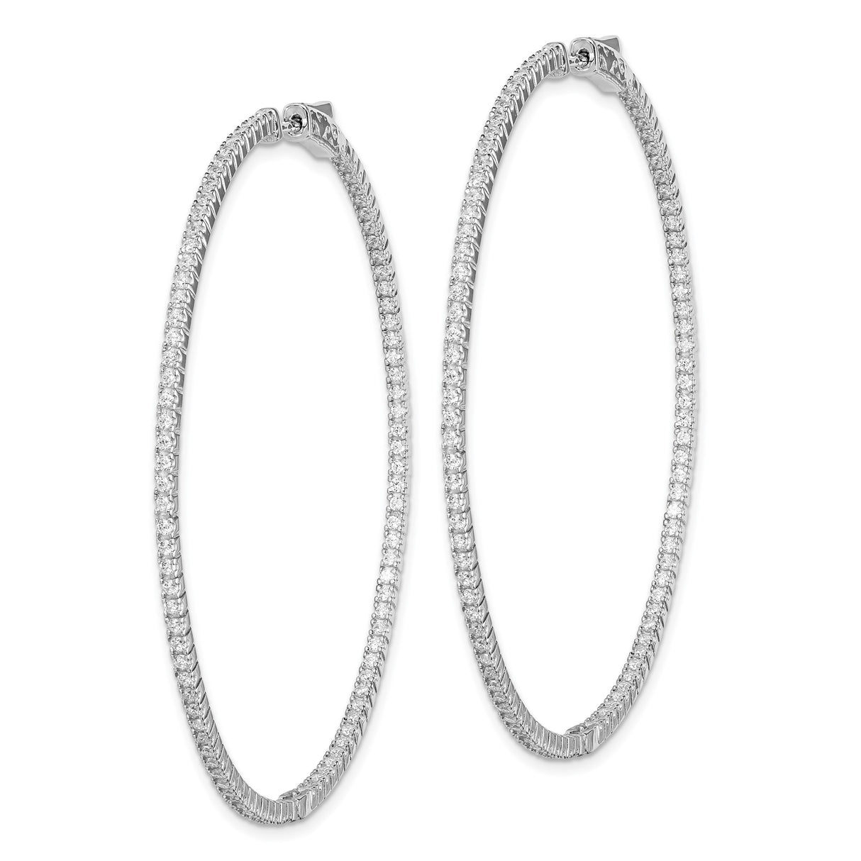 Sterling Silver Hoop Earrings with Pavé-Set Cubic Zirconia, Sleek Modern Design