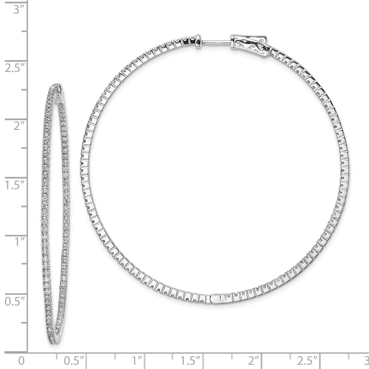 Sterling Silver Hoop Earrings with Pavé-Set Cubic Zirconia, Sleek Modern Design