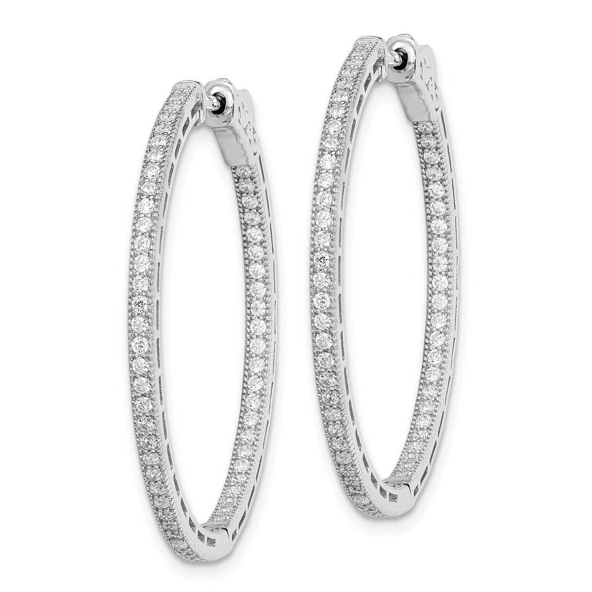 Sterling Silver Double Hoop Earrings with Cubic Zirconia, Modern Lightweight Design