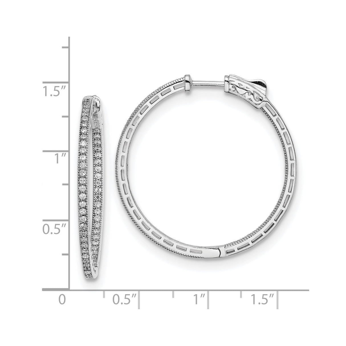 Sterling Silver Double Hoop Earrings with Cubic Zirconia, Modern Lightweight Design