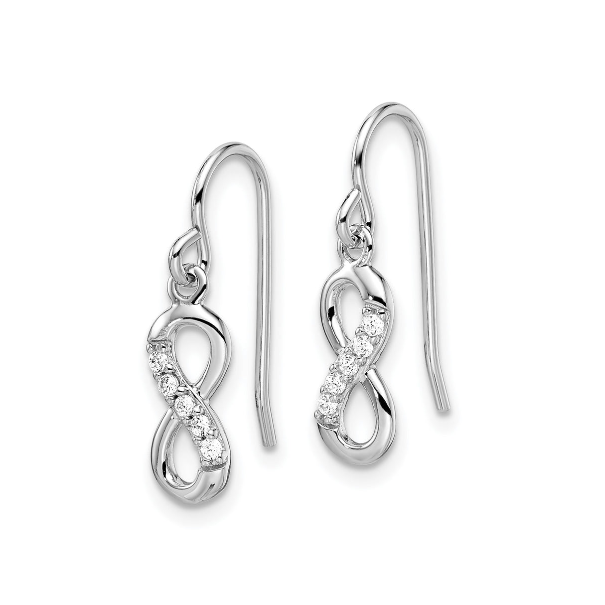 Sterling Silver Infinity Drop Earrings with Cubic Zirconia, Figure Eight Design