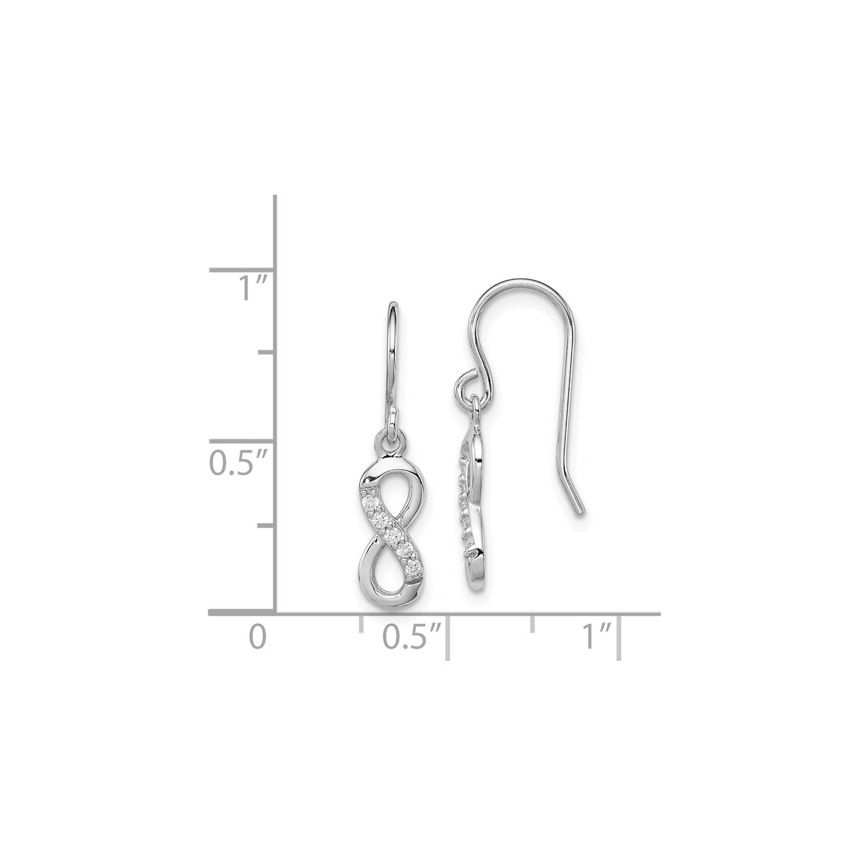 Sterling Silver Infinity Drop Earrings with Cubic Zirconia, Figure Eight Design
