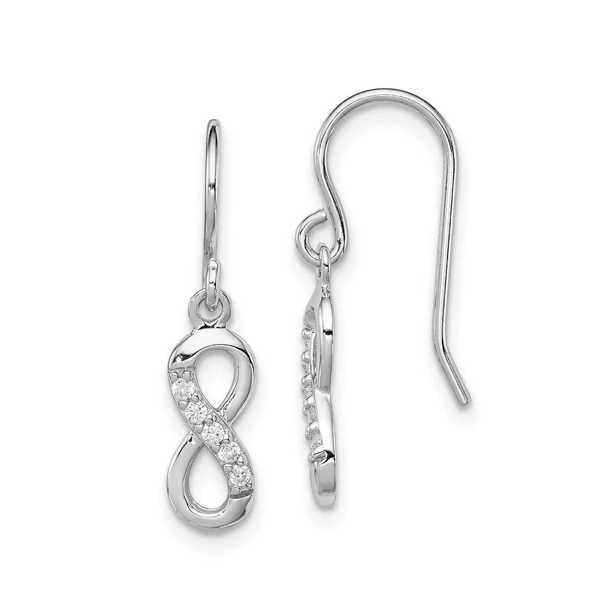 Sterling Silver Infinity Drop Earrings with Cubic Zirconia, Figure Eight Design
