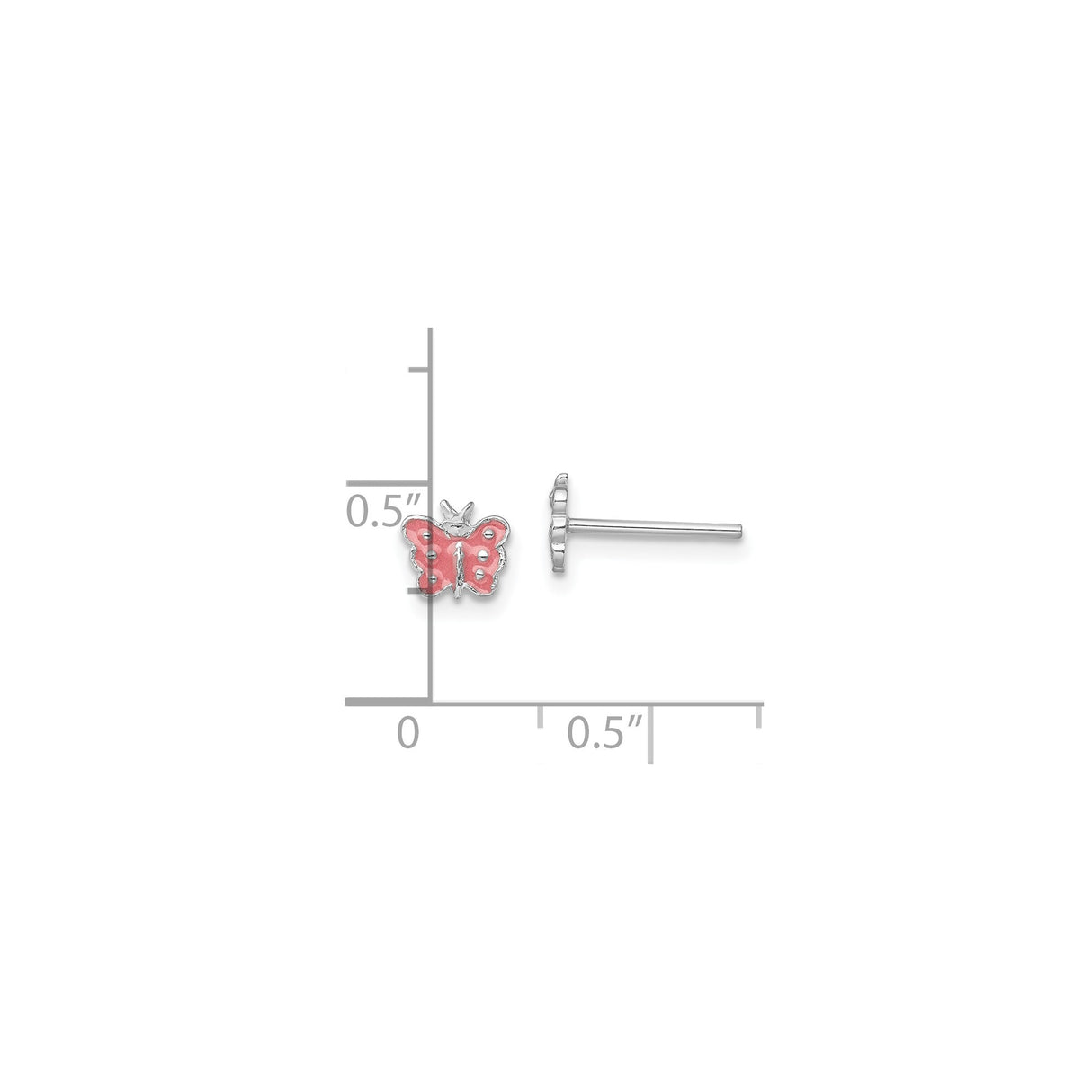 Sterling Silver Butterfly Stud Earrings with Pink Enamel, Dainty Design for Girls and Women