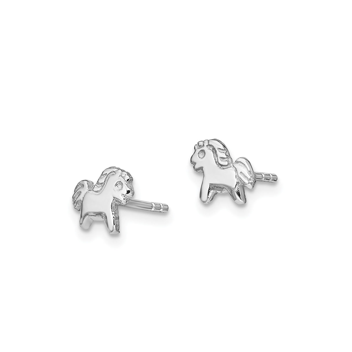 Sterling Silver Horse Stud Earrings with Playful Pony Design for Youth