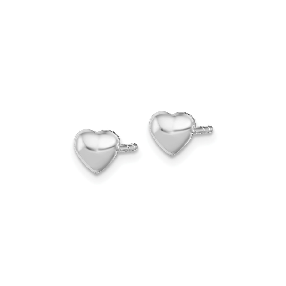 Sterling Silver Heart Stud Earrings, Minimalist Puffed Design for Women