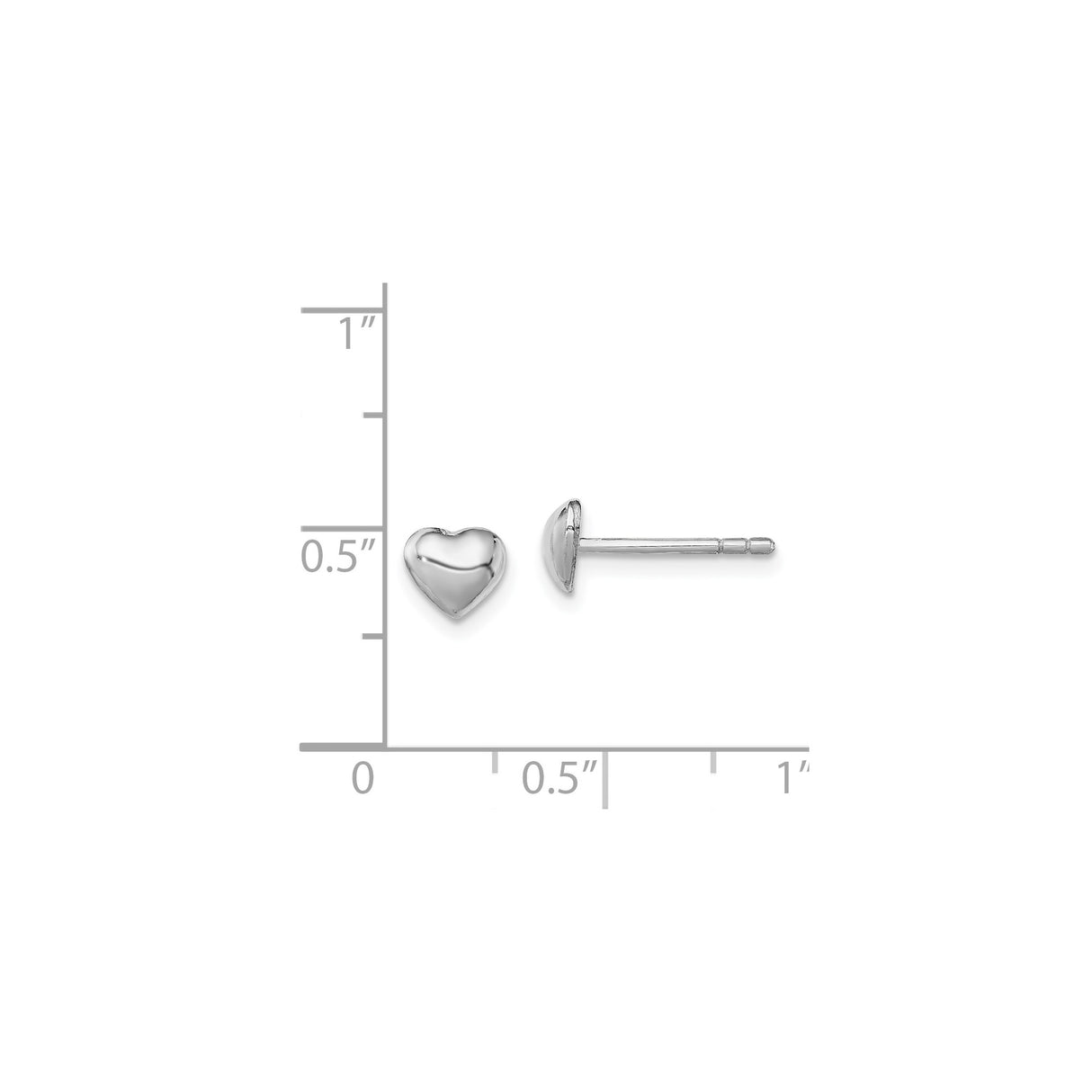 Sterling Silver Heart Stud Earrings, Minimalist Puffed Design for Women