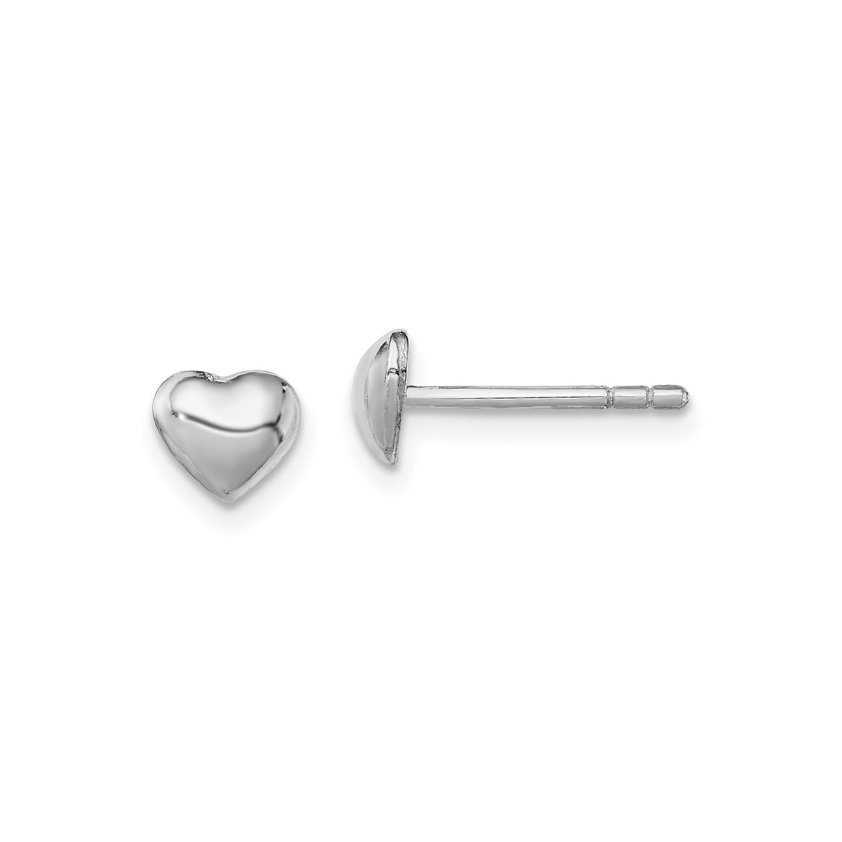 Sterling Silver Heart Stud Earrings, Minimalist Puffed Design for Women